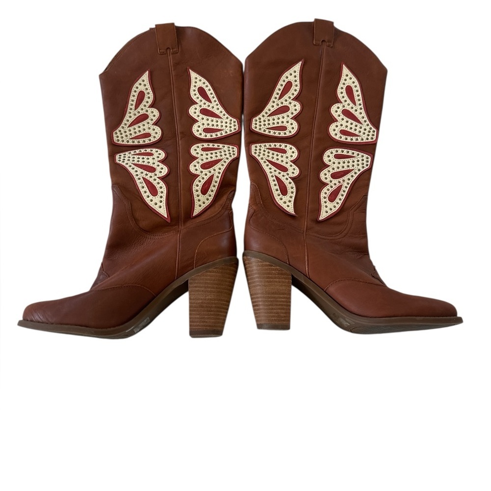 Jessica Simpson Caralee Round Toe Leather Western Boot - Picture 3 of 11